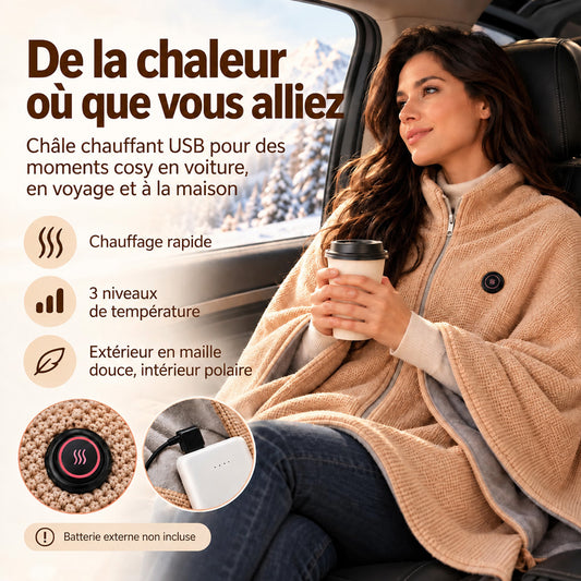 🔥 Soldes de Noël — 50 % de réduction ! ❄️ Restez bien au chaud tout l’hiver avec ce plaid chauffant électrique portable à porter sur les épaules.