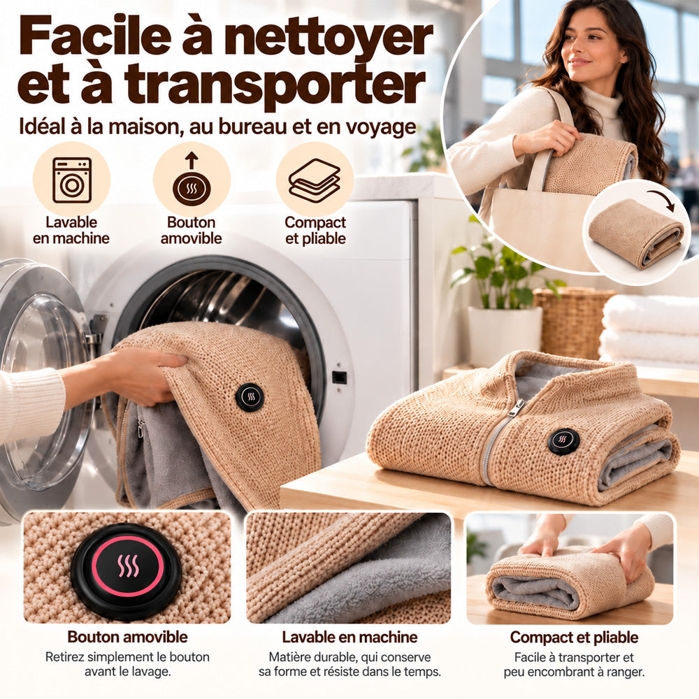 🔥 Soldes de Noël — 50 % de réduction ! ❄️ Restez bien au chaud tout l’hiver avec ce plaid chauffant électrique portable à porter sur les épaules.