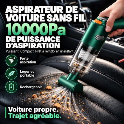 📢📢 -50 % !! ⏰ Aspirateur de voiture sans fil nouvelle génération – Puissance d’aspiration de 10 000 Pa et batterie de 4 000 mAh 🚗