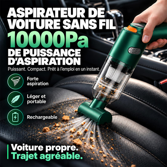 📢📢 -50 % !! ⏰ Aspirateur de voiture sans fil nouvelle génération – Puissance d’aspiration de 10 000 Pa et batterie de 4 000 mAh 🚗