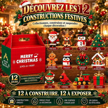 ⏳ Économisez 49 % aujourd’hui seulement – 🎄 Kit de construction de Noël miniatures sur 12 jours | 12 modèles festifs uniques à construire soi-même avec anneaux de suspension – parfaits pour décorer le sapin, les couronnes et vos décorations de Noël 🧱