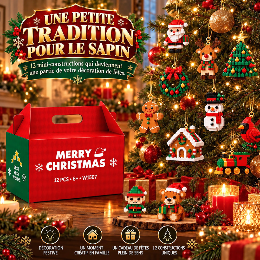 ⏳ Économisez 49 % aujourd’hui seulement – 🎄 Kit de construction de Noël miniatures sur 12 jours | 12 modèles festifs uniques à construire soi-même avec anneaux de suspension – parfaits pour décorer le sapin, les couronnes et vos décorations de Noël 🧱