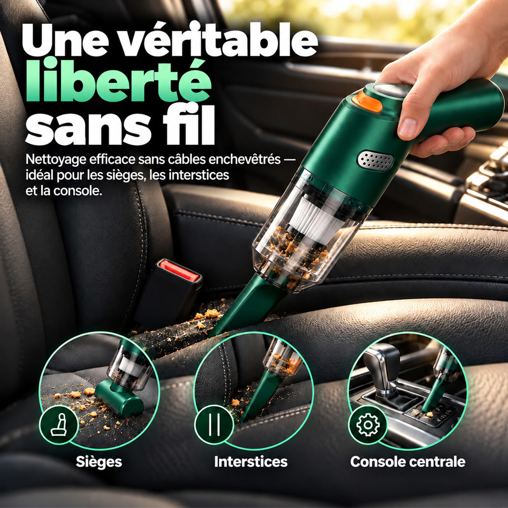 📢📢 -50 % !! ⏰ Aspirateur de voiture sans fil nouvelle génération – Puissance d’aspiration de 10 000 Pa et batterie de 4 000 mAh 🚗