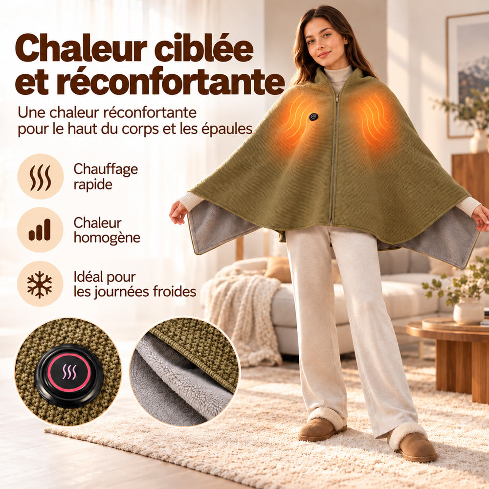 🔥 Soldes de Noël — 50 % de réduction ! ❄️ Restez bien au chaud tout l’hiver avec ce plaid chauffant électrique portable à porter sur les épaules.