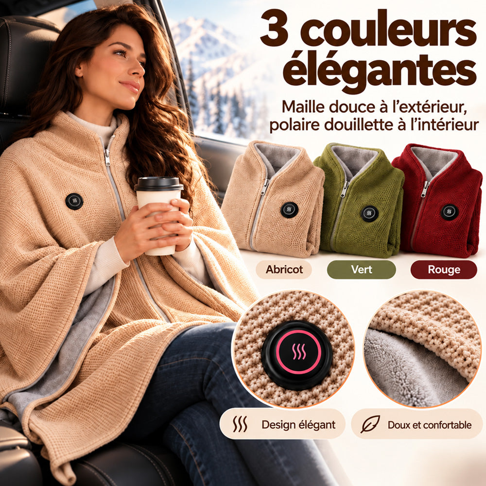 🔥 Soldes de Noël — 50 % de réduction ! ❄️ Restez bien au chaud tout l’hiver avec ce plaid chauffant électrique portable à porter sur les épaules.