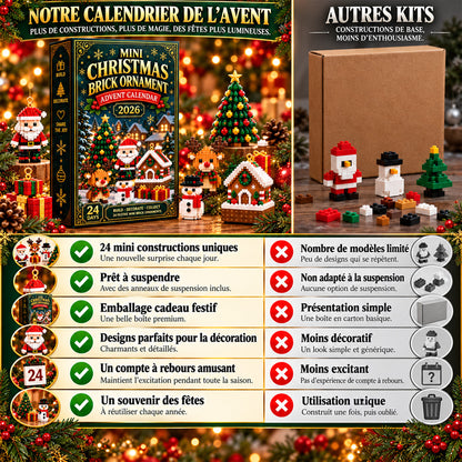 ⏳ Économisez 49 % aujourd’hui seulement ! 🎄 Calendrier de l’Avent de 24 jours avec 24 mini-kits de construction de Noël uniques 🧱 – construisez, accrochez et décorez facilement votre sapin, vos couronnes et bien plus encore pour une ambiance festive !