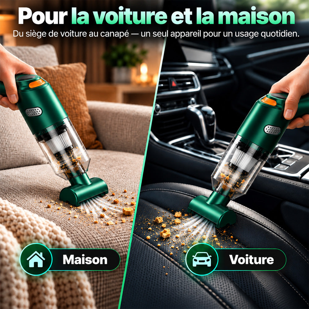 📢📢 -50 % !! ⏰ Aspirateur de voiture sans fil nouvelle génération – Puissance d’aspiration de 10 000 Pa et batterie de 4 000 mAh 🚗