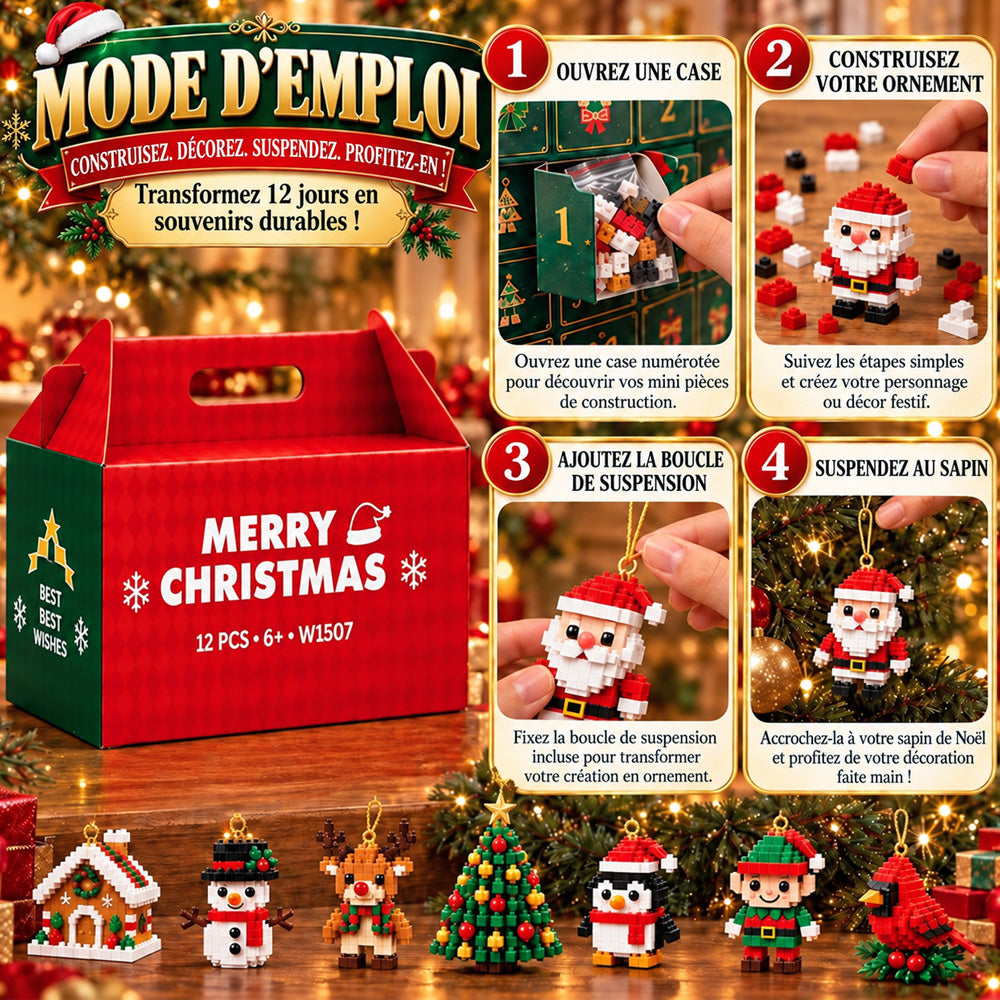⏳ Économisez 49 % aujourd’hui seulement – 🎄 Kit de construction de Noël miniatures sur 12 jours | 12 modèles festifs uniques à construire soi-même avec anneaux de suspension – parfaits pour décorer le sapin, les couronnes et vos décorations de Noël 🧱