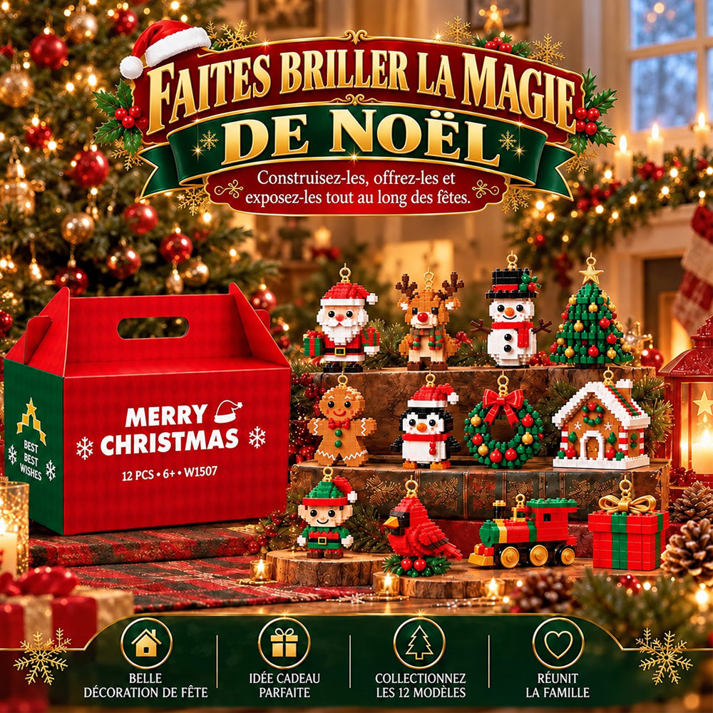 ⏳ Économisez 49 % aujourd’hui seulement – 🎄 Kit de construction de Noël miniatures sur 12 jours | 12 modèles festifs uniques à construire soi-même avec anneaux de suspension – parfaits pour décorer le sapin, les couronnes et vos décorations de Noël 🧱