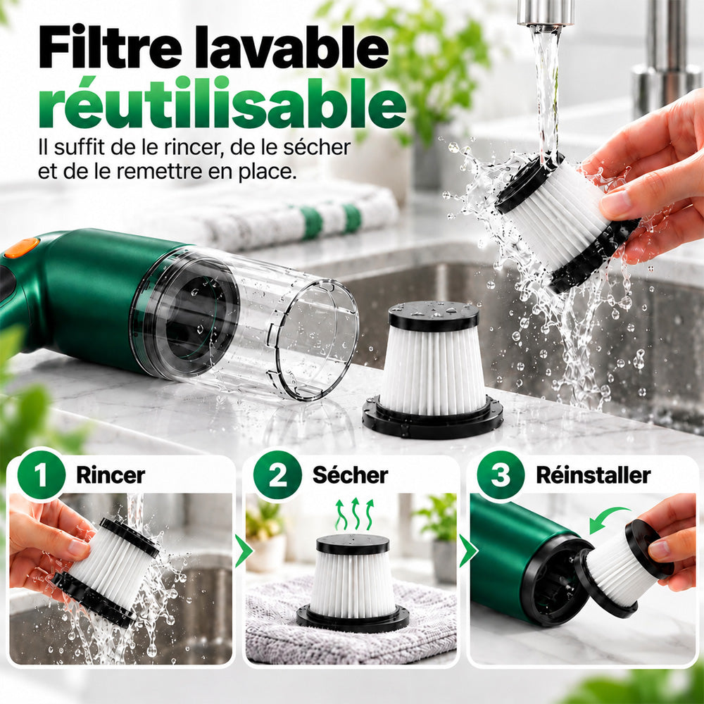 📢📢 -50 % !! ⏰ Aspirateur de voiture sans fil nouvelle génération – Puissance d’aspiration de 10 000 Pa et batterie de 4 000 mAh 🚗