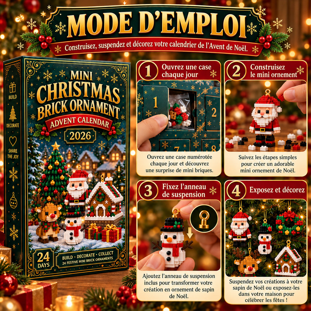 ⏳ Économisez 49 % aujourd’hui seulement ! 🎄 Calendrier de l’Avent de 24 jours avec 24 mini-kits de construction de Noël uniques 🧱 – construisez, accrochez et décorez facilement votre sapin, vos couronnes et bien plus encore pour une ambiance festive !