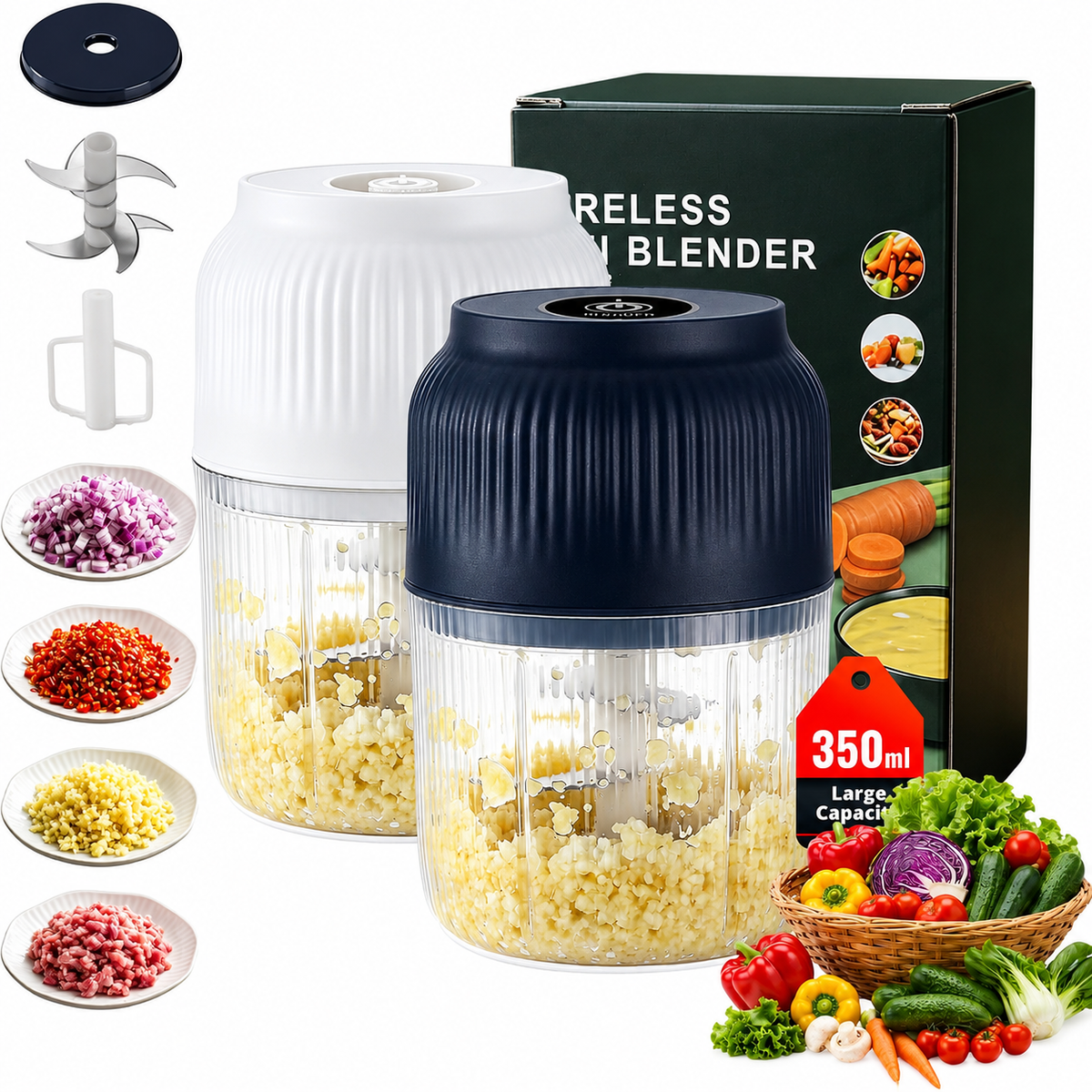 🔥50 % DE RÉDUCTION ! Hachoir Électrique à 6 Lames｜Hache Légumes, Oignons, Herbes, Noix & Viande｜Sans Fil, à Une Touche & Facile à Nettoyer upsell