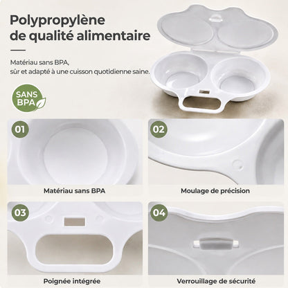 🛡️🧼 Cuiseur à œufs anti-éclaboussures – Couvercle hermétique, fini le nettoyage du micro-ondes après chaque œuf, savourez un œuf poché sain sans graisse ni effort 🌿🥚