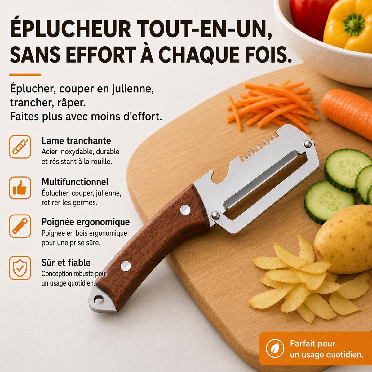 upsell-🔪🥬 Achetez-en 1, obtenez-en 1 GRATUITEMENT ! 🥔 Éplucheur Multifonctionnel en Bois – Lame Inox Ultra-Tranchante + Décapsuleur Intégré 🥕🍎🎁