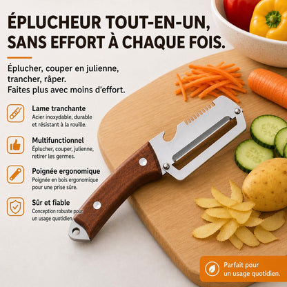upsell-🔪🥬 Achetez-en 1, obtenez-en 1 GRATUITEMENT ! 🥔 Éplucheur Multifonctionnel en Bois – Lame Inox Ultra-Tranchante + Décapsuleur Intégré 🥕🍎🎁