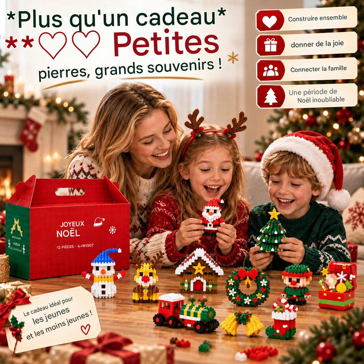 ⏳ Économisez 49 % aujourd’hui seulement – 🎄 Kit de construction de Noël miniatures sur 12 jours | 12 modèles festifs uniques à construire soi-même avec anneaux de suspension – parfaits pour décorer le sapin, les couronnes et vos décorations de Noël 🧱