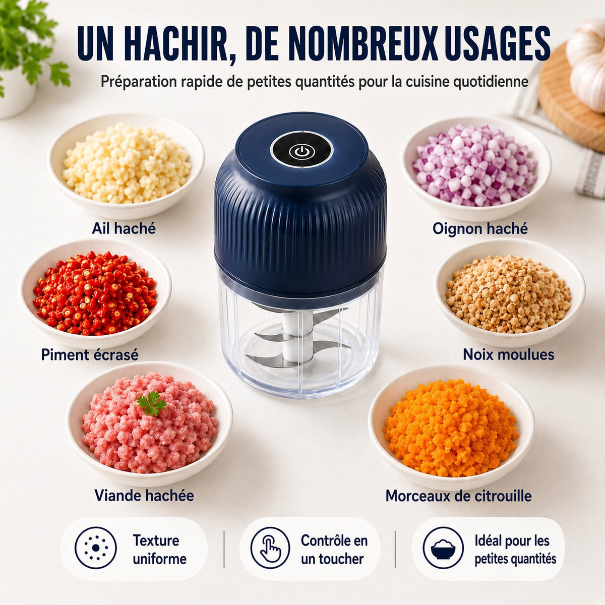 🔥50 % DE RÉDUCTION ! Hachoir Électrique à 6 Lames｜Hache Légumes, Oignons, Herbes, Noix & Viande｜Sans Fil, à Une Touche & Facile à Nettoyer upsell