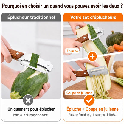 upsell-🔪🥬 Achetez-en 1, obtenez-en 1 GRATUITEMENT ! 🥔 Éplucheur Multifonctionnel en Bois – Lame Inox Ultra-Tranchante + Décapsuleur Intégré 🥕🍎🎁