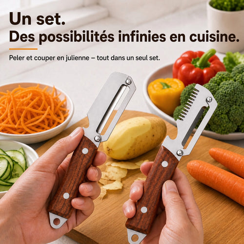 upsell-🔪🥬 Achetez-en 1, obtenez-en 1 GRATUITEMENT ! 🥔 Éplucheur Multifonctionnel en Bois – Lame Inox Ultra-Tranchante + Décapsuleur Intégré 🥕🍎🎁