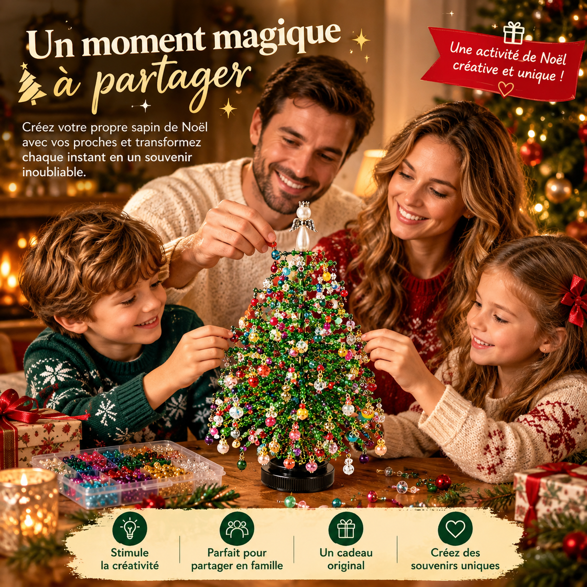 upsell-🎄✨ Kit de sapin de Noël perlé à faire soi-même – 🎅Créez votre propre décoration de Noël scintillante