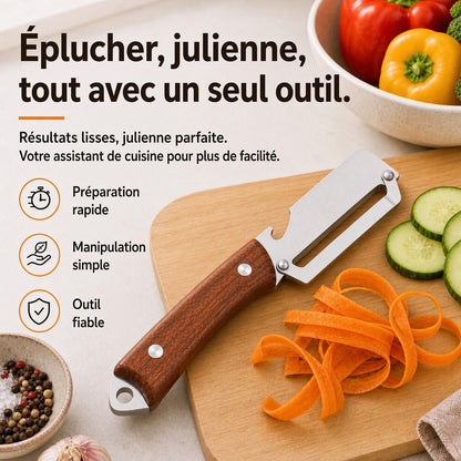 upsell-🔪🥬 Achetez-en 1, obtenez-en 1 GRATUITEMENT ! 🥔 Éplucheur Multifonctionnel en Bois – Lame Inox Ultra-Tranchante + Décapsuleur Intégré 🥕🍎🎁