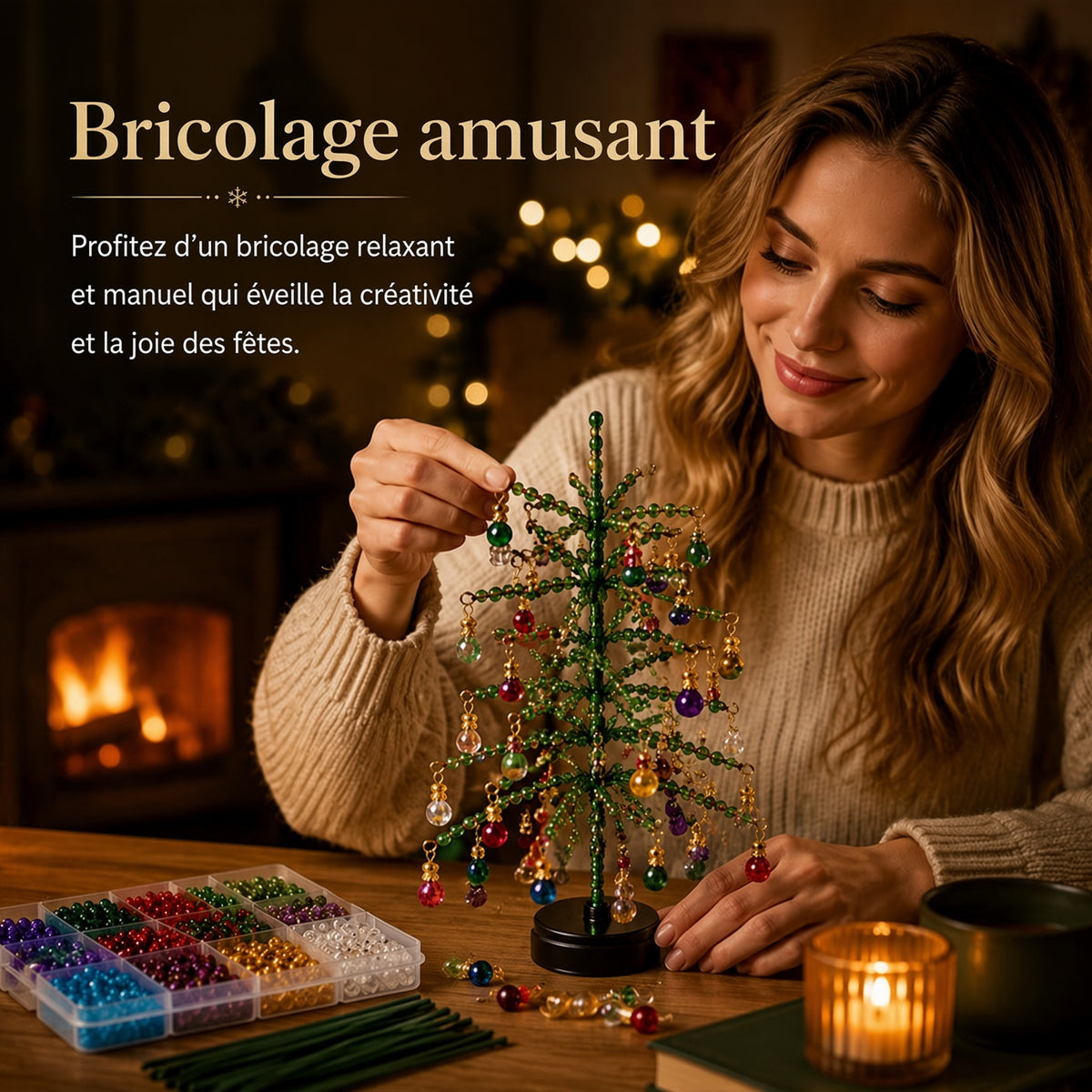 🎄✨ Kit de sapin de Noël perlé à faire soi-même – 🎅Créez votre propre décoration de Noël scintillante