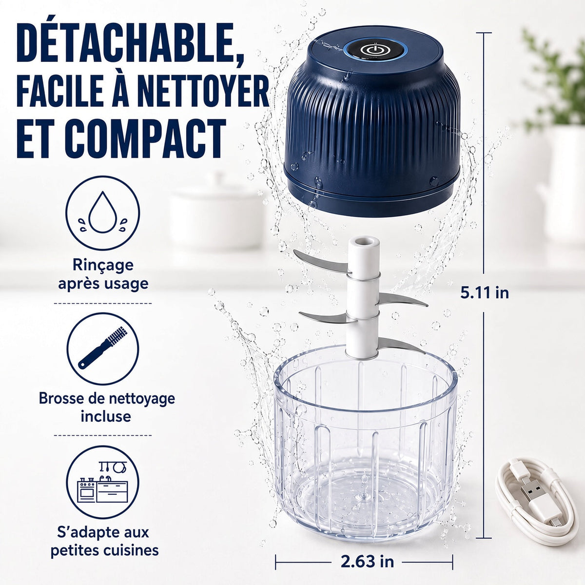 🔥50 % DE RÉDUCTION ! Hachoir Électrique à 6 Lames｜Hache Légumes, Oignons, Herbes, Noix & Viande｜Sans Fil, à Une Touche & Facile à Nettoyer upsell