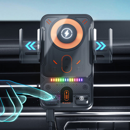 ✨Support de téléphone de voiture intelligent 2 en 1 avec fonction pivotante et chargeur sans fil
